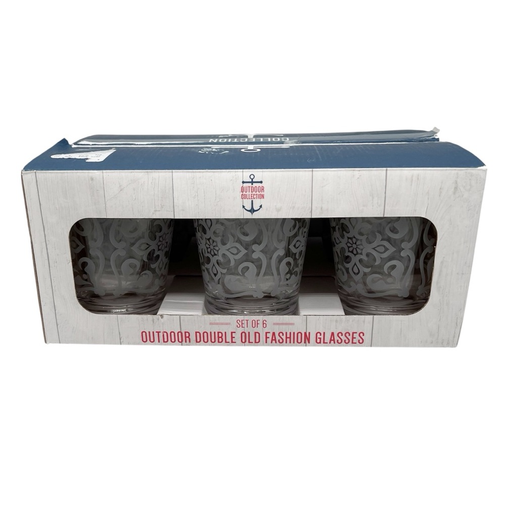 Set of 6 Outdoor Collection Double Old Fashioned Plastic Cups Glasses New in Box
